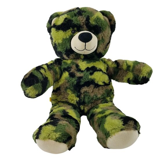 Build a Bear Camouflage Army Military Teddy Bear Plush Green Brown 16" BABW - Picture 1 of 10